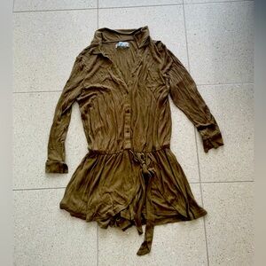 FP Beach Faux Wrap Romper - Army Green, XS